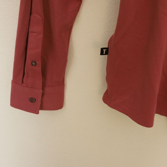 TED BAKER Rigby Contrast Trim Pique Sport Shirt 6 Pale Pink Button Up NEW B86 - Picture 4 of 6